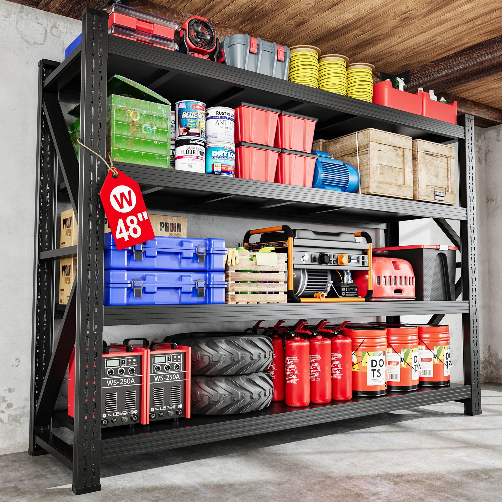 STANI 4-Tier Adjustable Metal Garage Shelving 5000&3500LBS Capacity Storage - Image 3