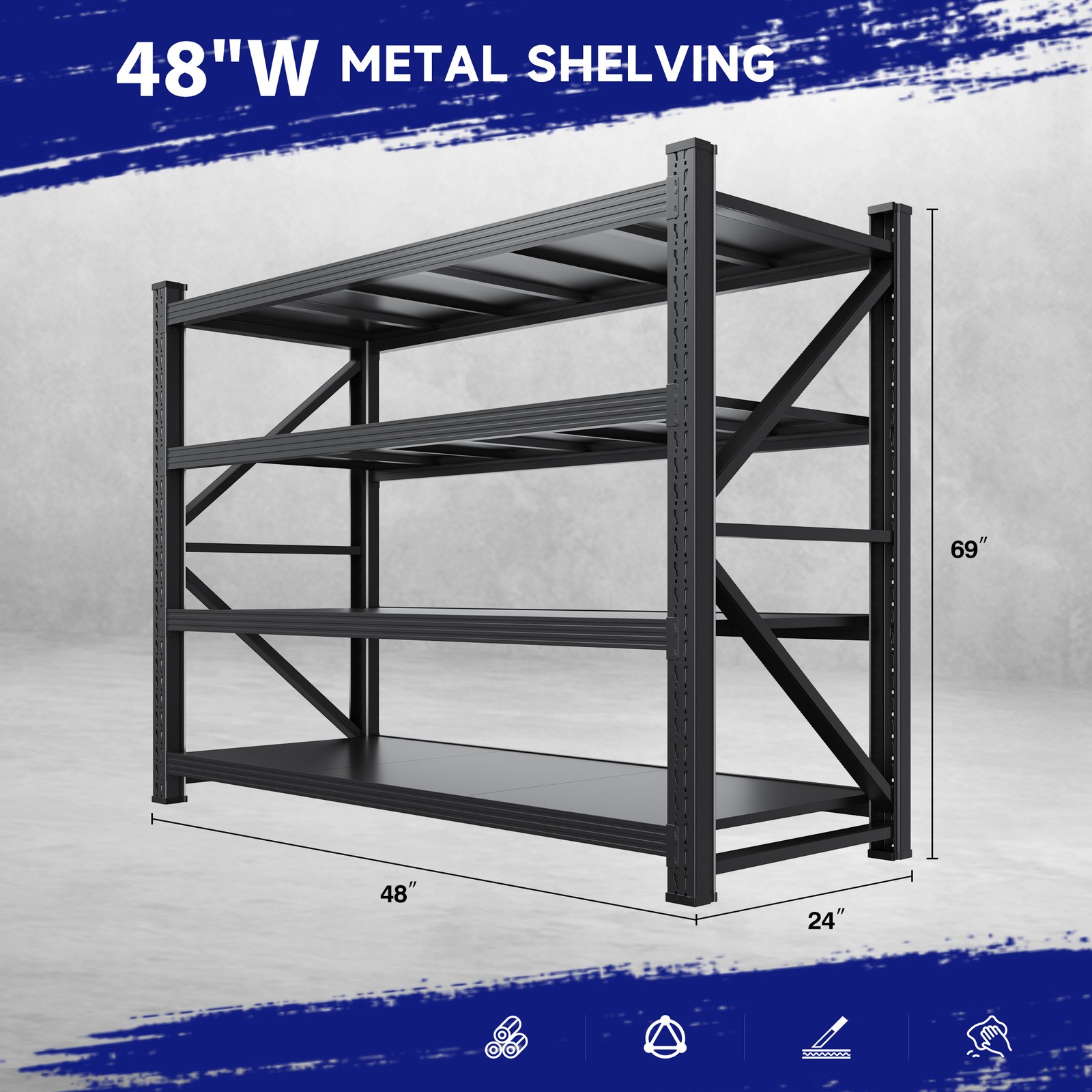 STANI 4-Tier Adjustable Metal Garage Shelving 5000&3500LBS Capacity Storage - Image 4