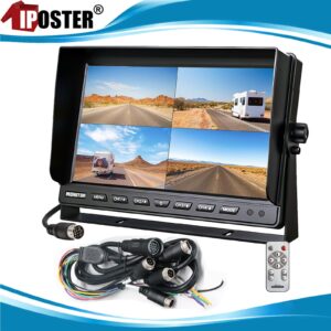 9" Quad Monitor 4CH Video Input Fits CCD CMOS Camera For Truck Caravan Reverse