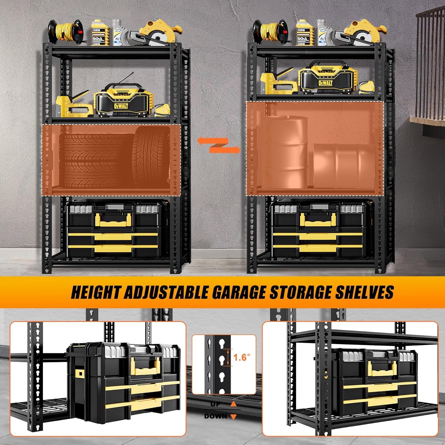 NAIZEA Storage Shelves 4 Tier Shelf Organizer, Heavy Duty Garage Shelving Unit - Image 5
