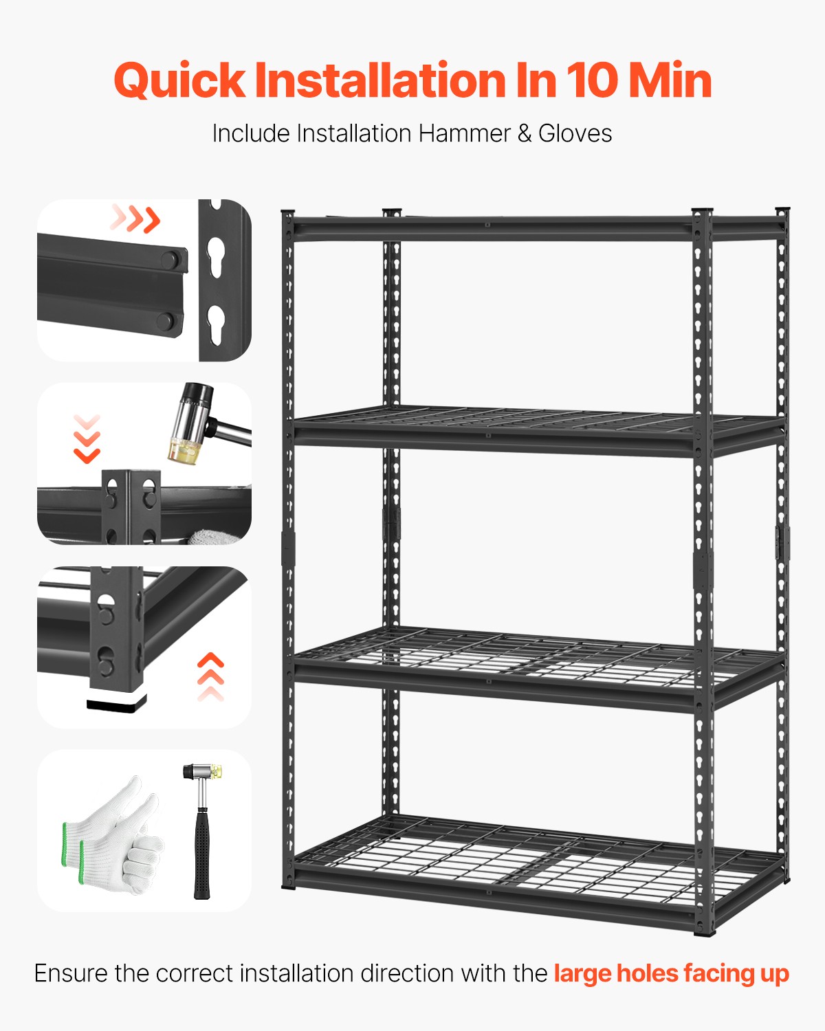 Storage Shelves 4 Tier Adjustable Heavy Duty Garage Shelving Unit 2400 lbs - Image 5