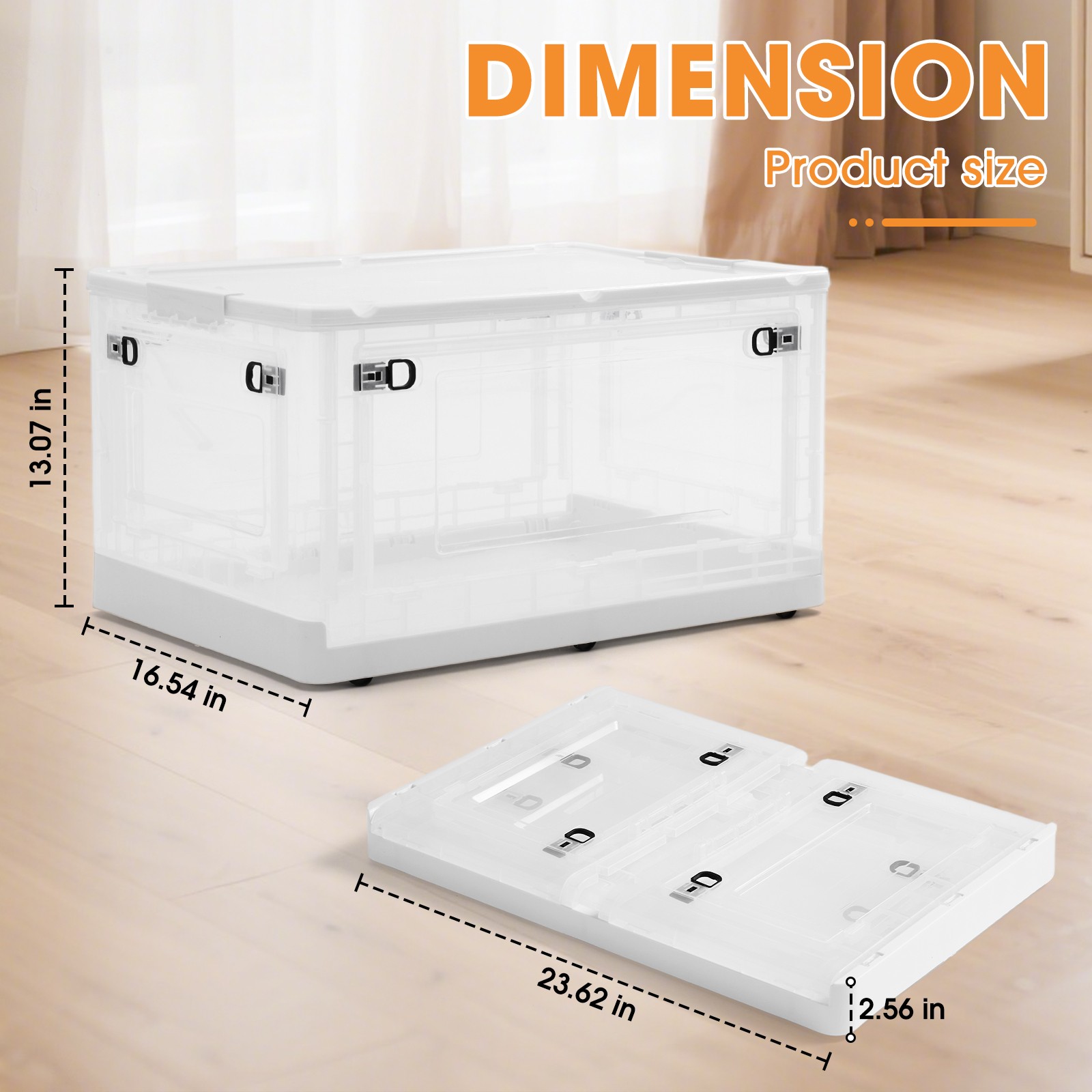 Foldable Storage Bins with Lids Clear Plastic Storage Box for Closet Organizer - Image 3