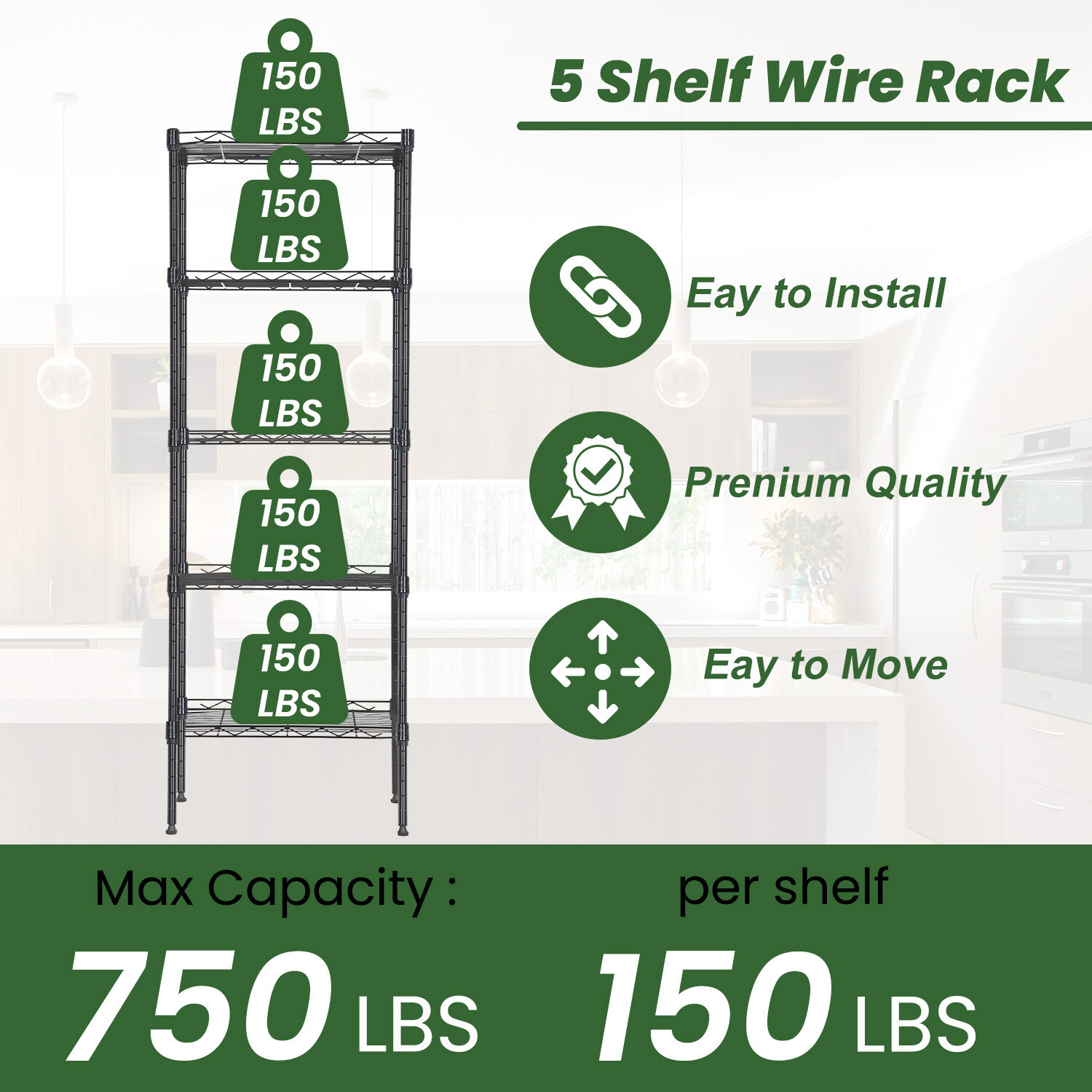 5 Tier Garage Shelving Heavy Duty Metal Shelves Easy Assemble Storage Shelves - Image 2