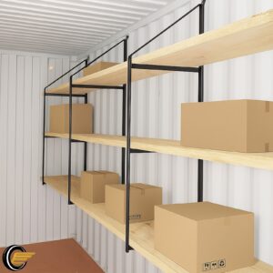4 Pack Black Cargo Shipping Container Shelving Shelf Brackets Universal Fitment