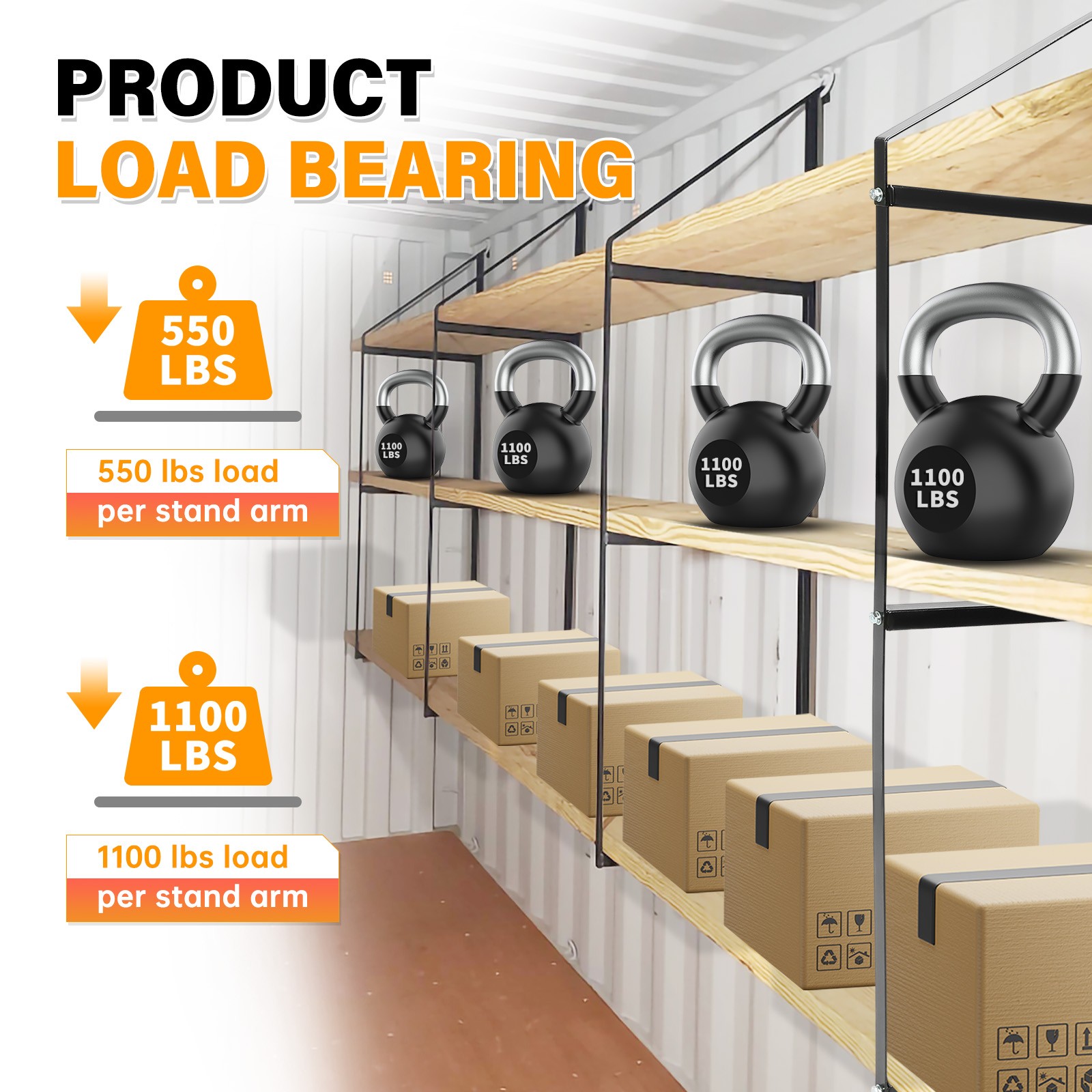 4 Pack Black Cargo Shipping Container Shelving Shelf Brackets Universal Fitment - Image 3