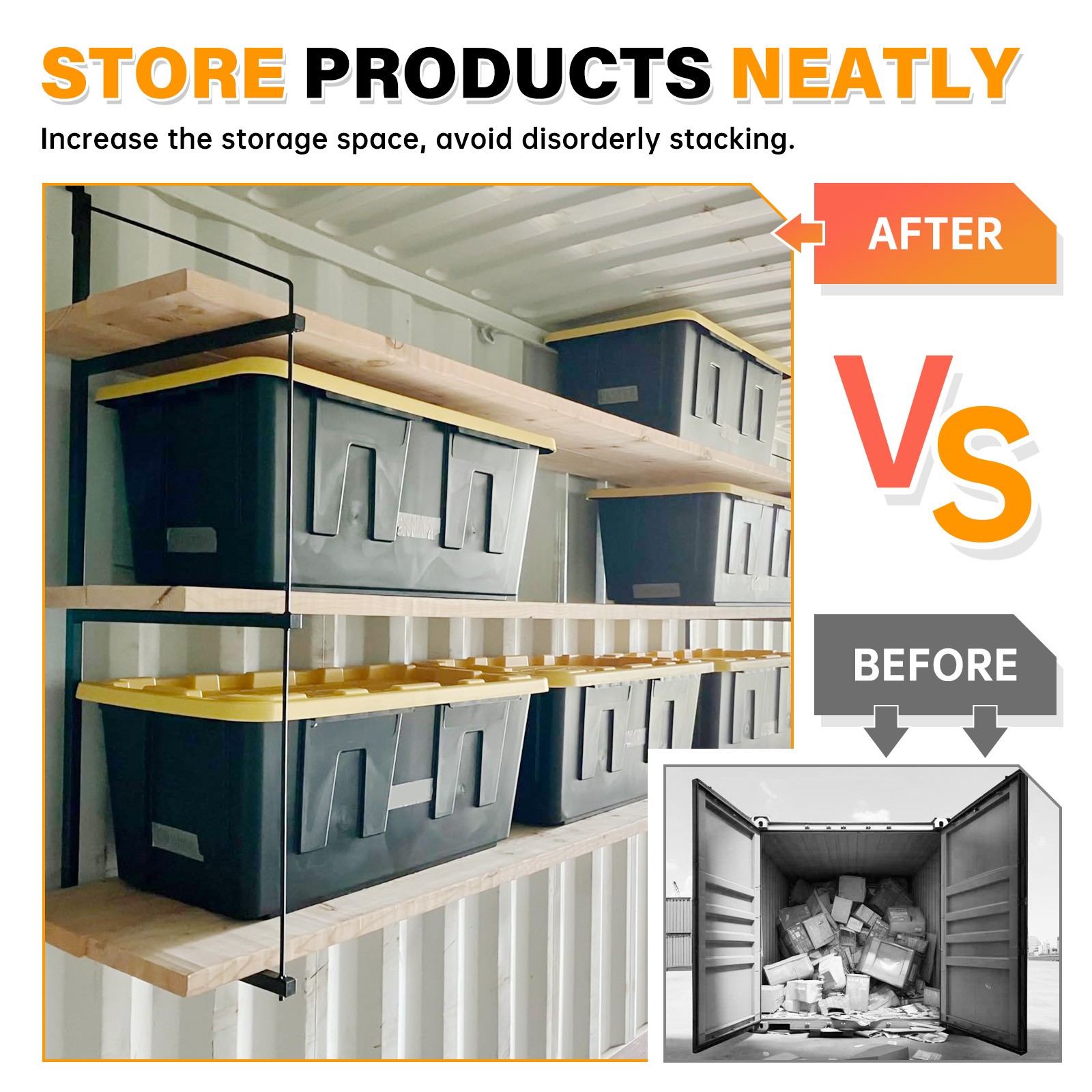 4 Pack Black Cargo Shipping Container Shelving Shelf Brackets Universal Fitment - Image 4