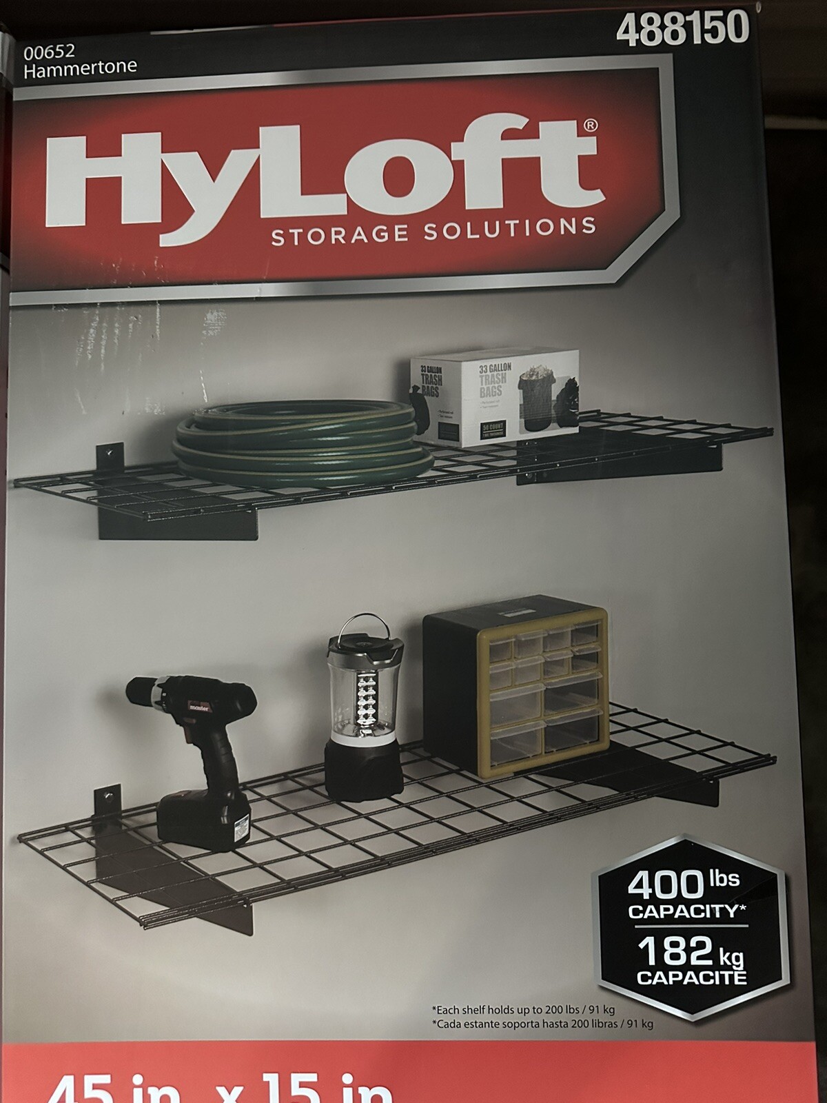 New Hyloft 2 Pack Garage Storage System Shelves, 15" X 45" Wall Mounted Shelves - Image 2