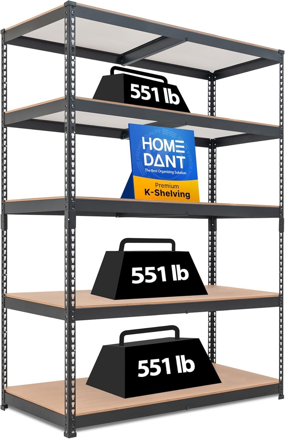 Adjustable Heavy Duty Metal Garage Shelving Rack - Black - Image 3