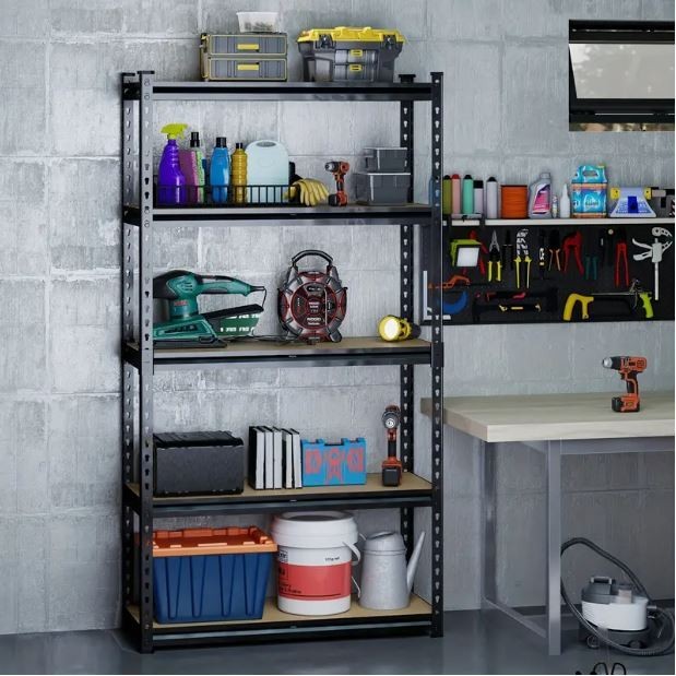 5-Tier Heavy Duty Metal Storage Rack | Garage Shelving & Book Organizer, 2000LBS - Image 4