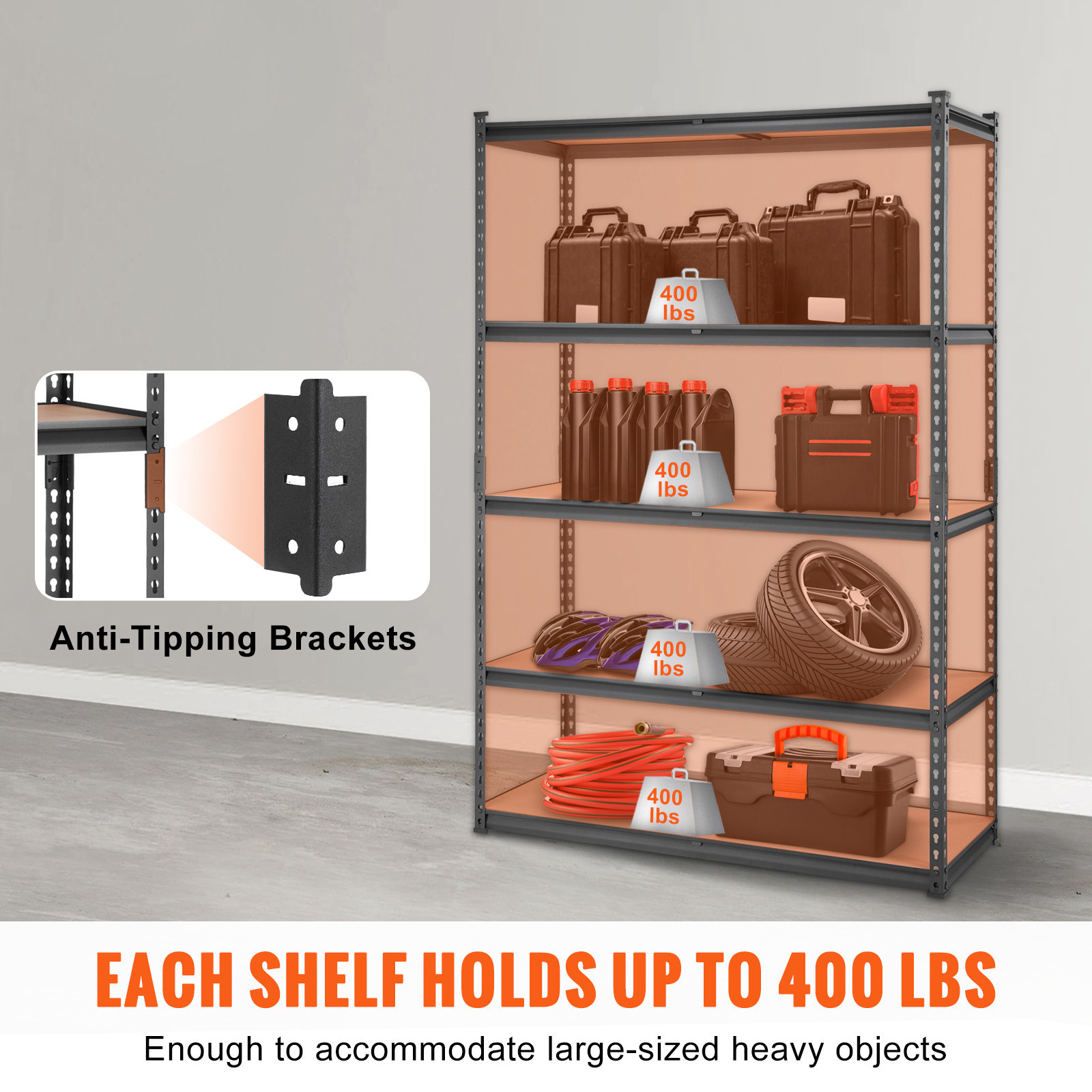 Storage Shelving Unit Garage Storage Rack 5-Tier Adjustable 2000 lbs Load - Image 2
