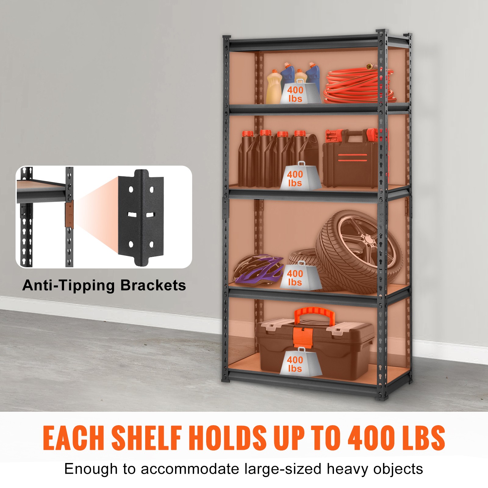 Storage Shelving Unit Garage Storage Rack 5-Tier Adjustable 2000 lbs Load - Image 2