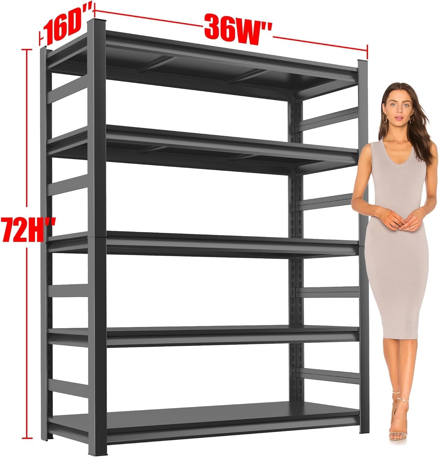 72" Metal Garage Shelving Heavy Duty 3000 LBS 5 Tier Storage Shelves Adjustable - Image 3
