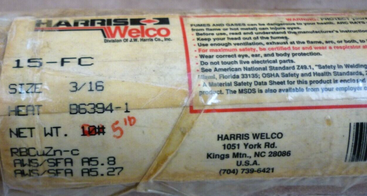 Harris Welco Flux Coated Low Fuming Bronze White 3/16" X 36" 4LBS, 13 weldingRod - Image 4
