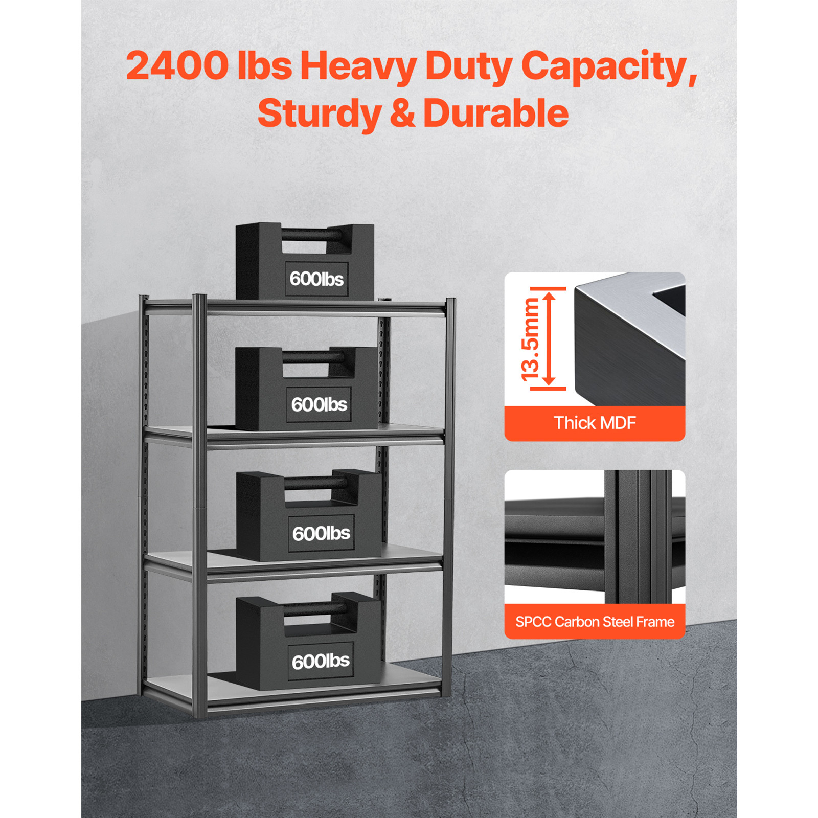 Storage Shelves 20" D x 40" W x 57" H 4-tier Garage Storage Shelving - Image 2
