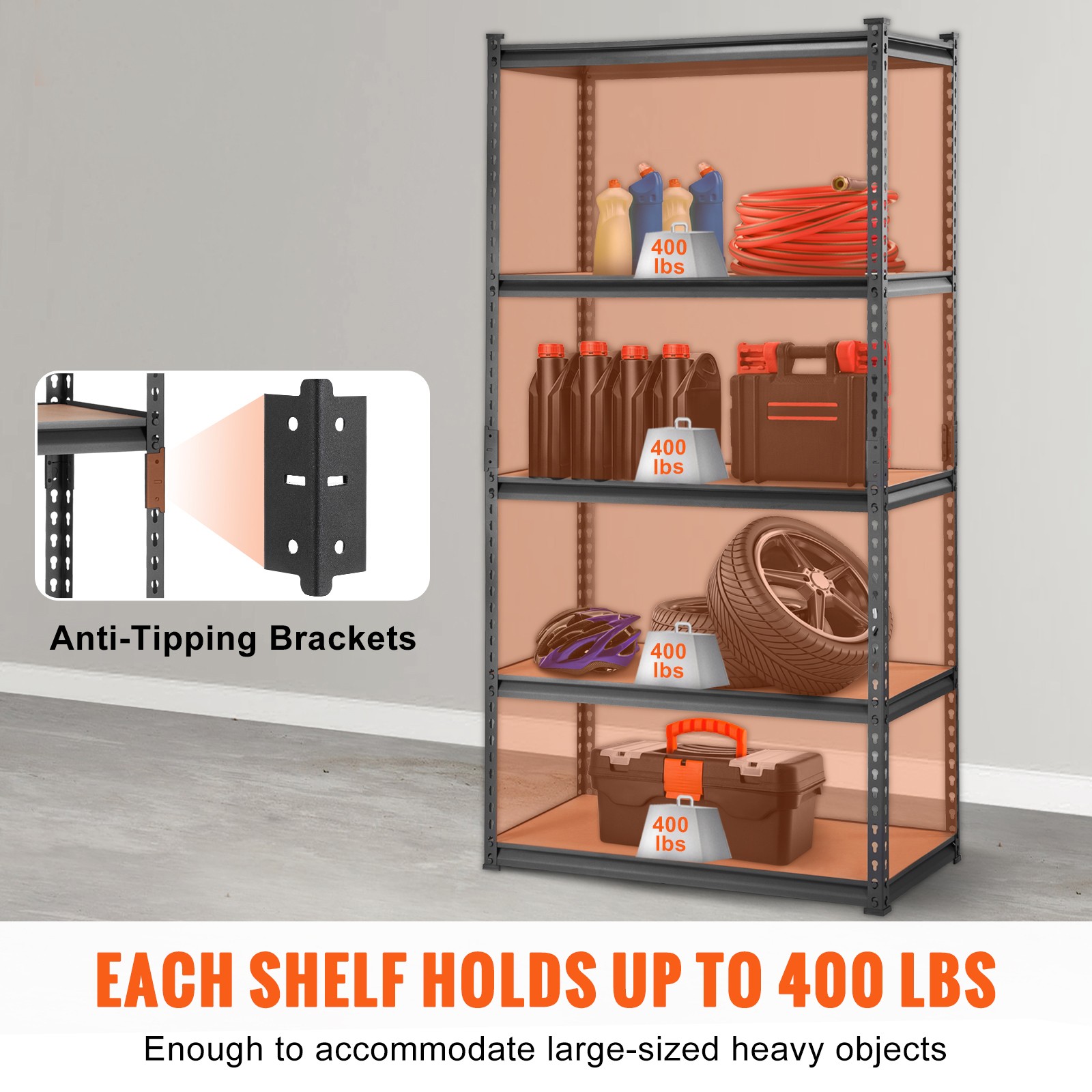 Storage Shelving Unit Garage Storage Rack 5-Tier Adjustable 2000 lbs Load - Image 2