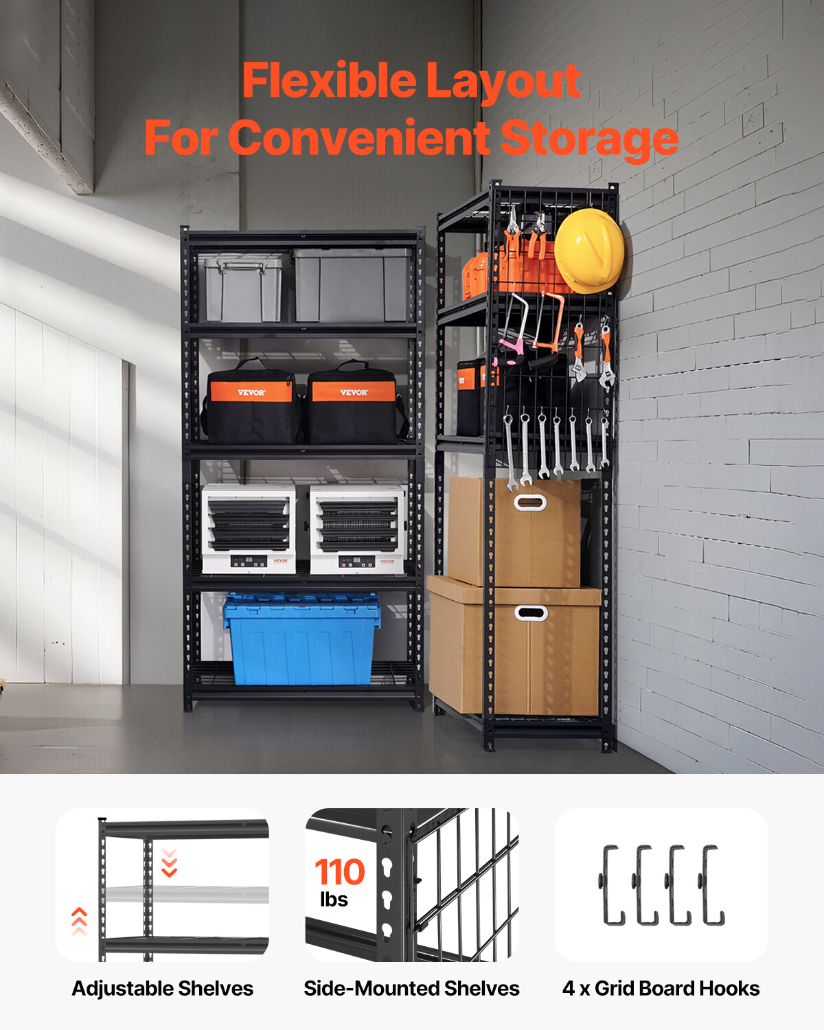 VEVOR Storage Shelves 5 Tier Adjustable Heavy Duty Garage Shelving Unit 2000 lbs - Image 3