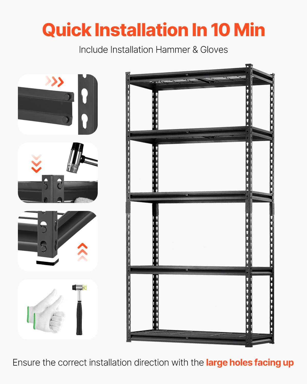 VEVOR Storage Shelves 5 Tier Adjustable Heavy Duty Garage Shelving Unit 2000 lbs - Image 5