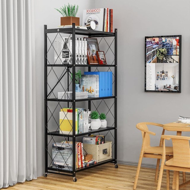 3/4/5-Tier Heavy-Duty Storage Rack – Foldable Shelving Wheels Kitchen & Garage - Image 3
