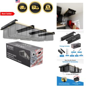 Garage Storage Rack Ceiling Rail Heavy Duty Metal Shelving System Black 6 Bins