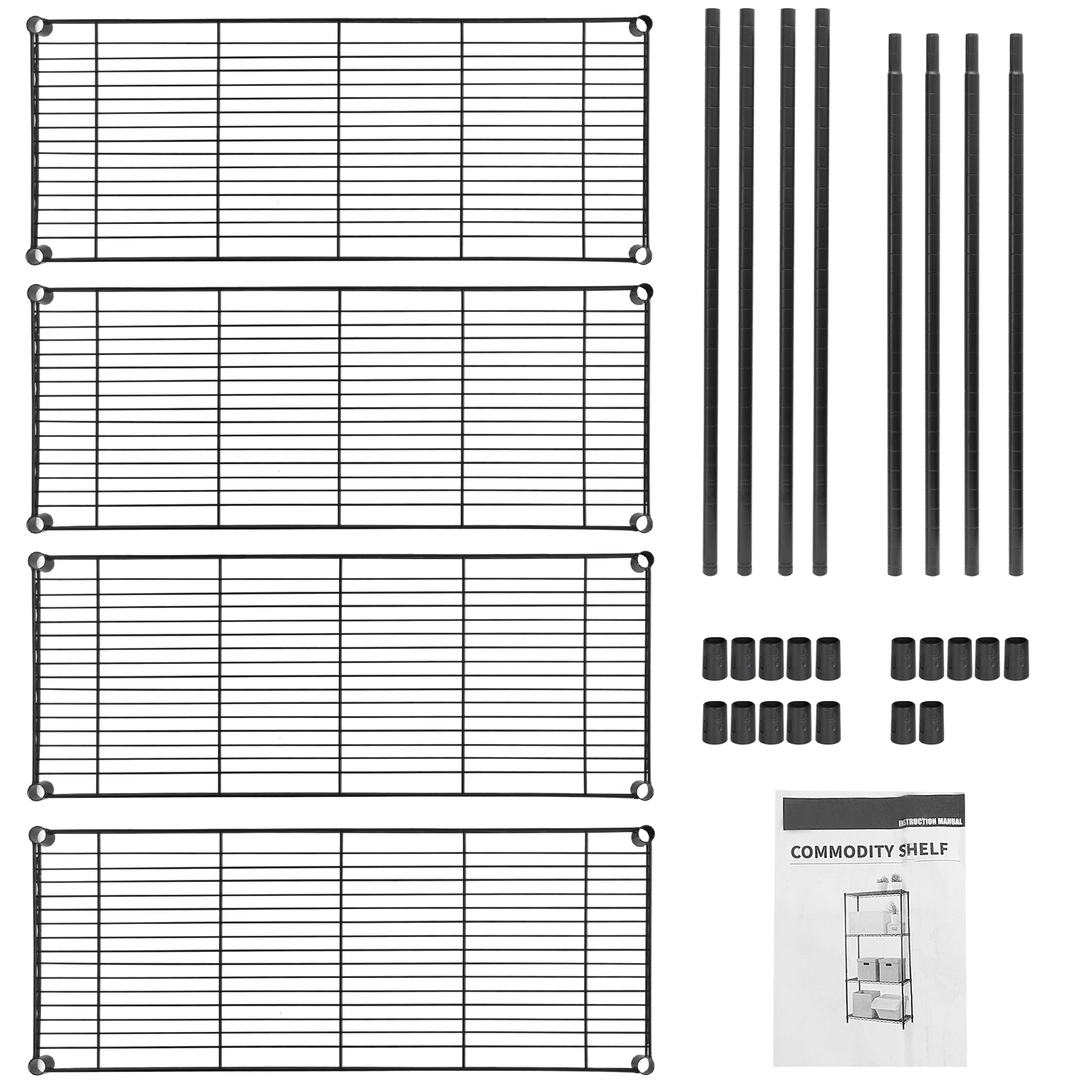 4-Shelf Heavy Duty Storage Wire Shelving Unit Kitchen Garage Rack Shelves Black - Image 5