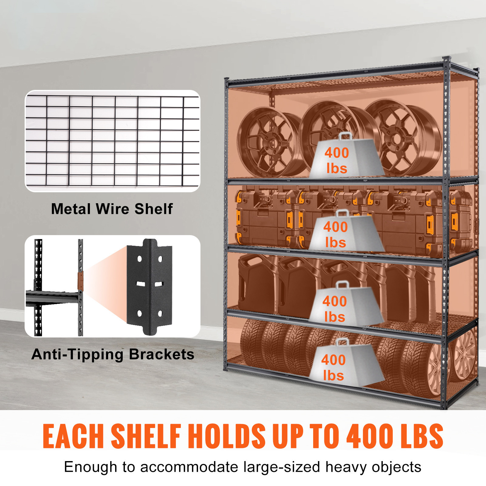 Storage Shelving Unit 24*60*78" Garage Rack 5-Tier Adjustable 2000 lbs Load - Image 2