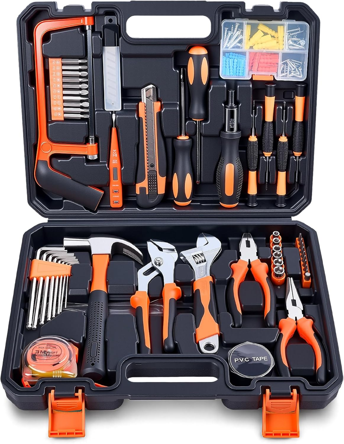 160 Piece Tool Set, Basic Home and Car Tool Kit with Tool Box, Automotive Apartm