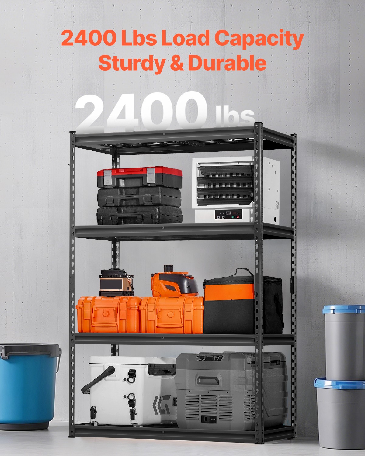 VEVOR Storage Shelves 4 Tier Adjustable Heavy Duty Garage Shelving Unit 2400 lbs - Image 2