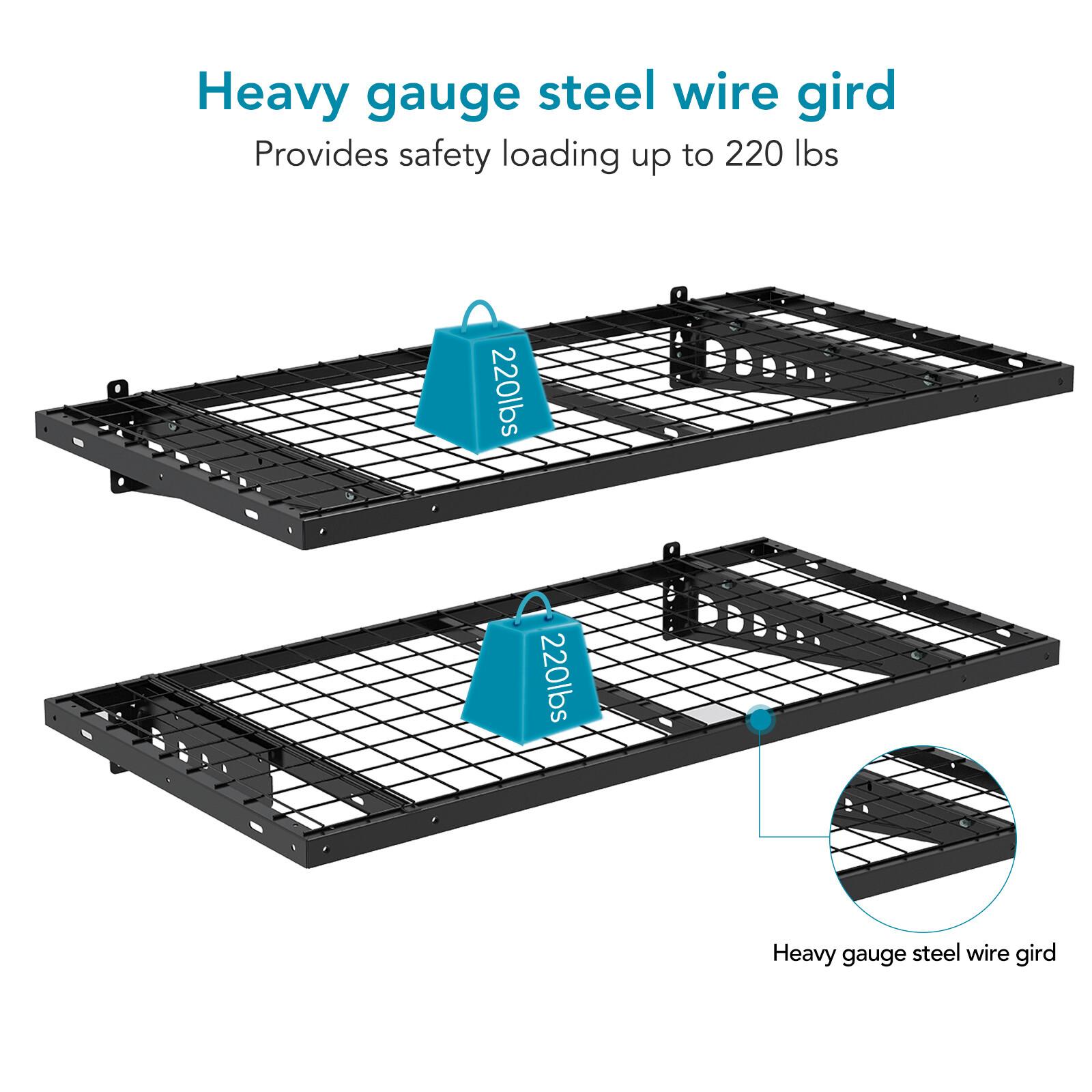 STOREADY 2-Pack Heavy-Duty Steel Garage Wall Shelving Rack, 440 lbs Capacity - Image 5