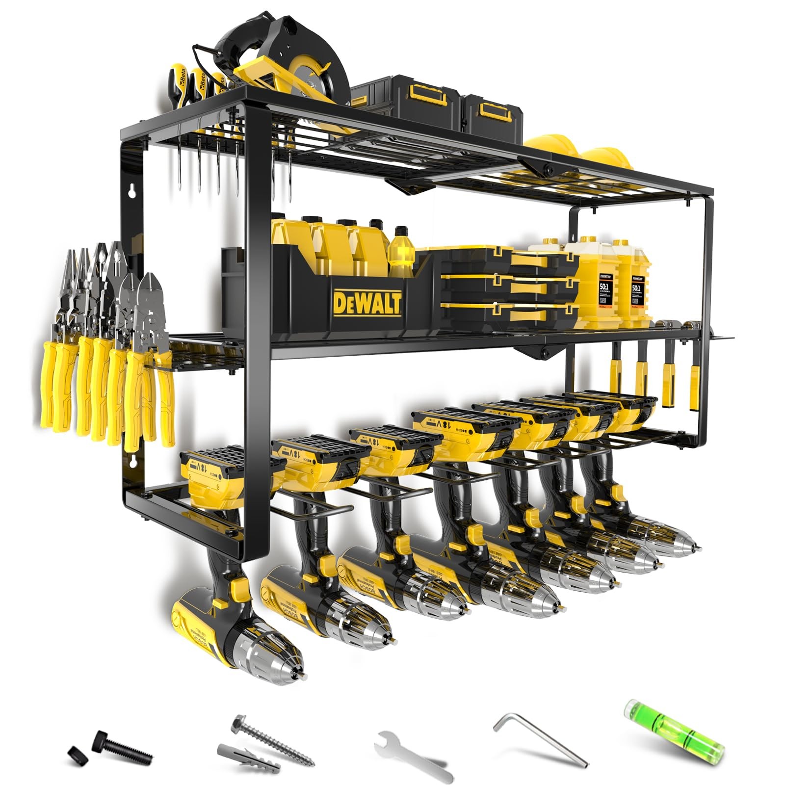 Large Power Tool Organizer Wall Mount,3 Layer Heavy Duty Tool Storage Rack Lo...