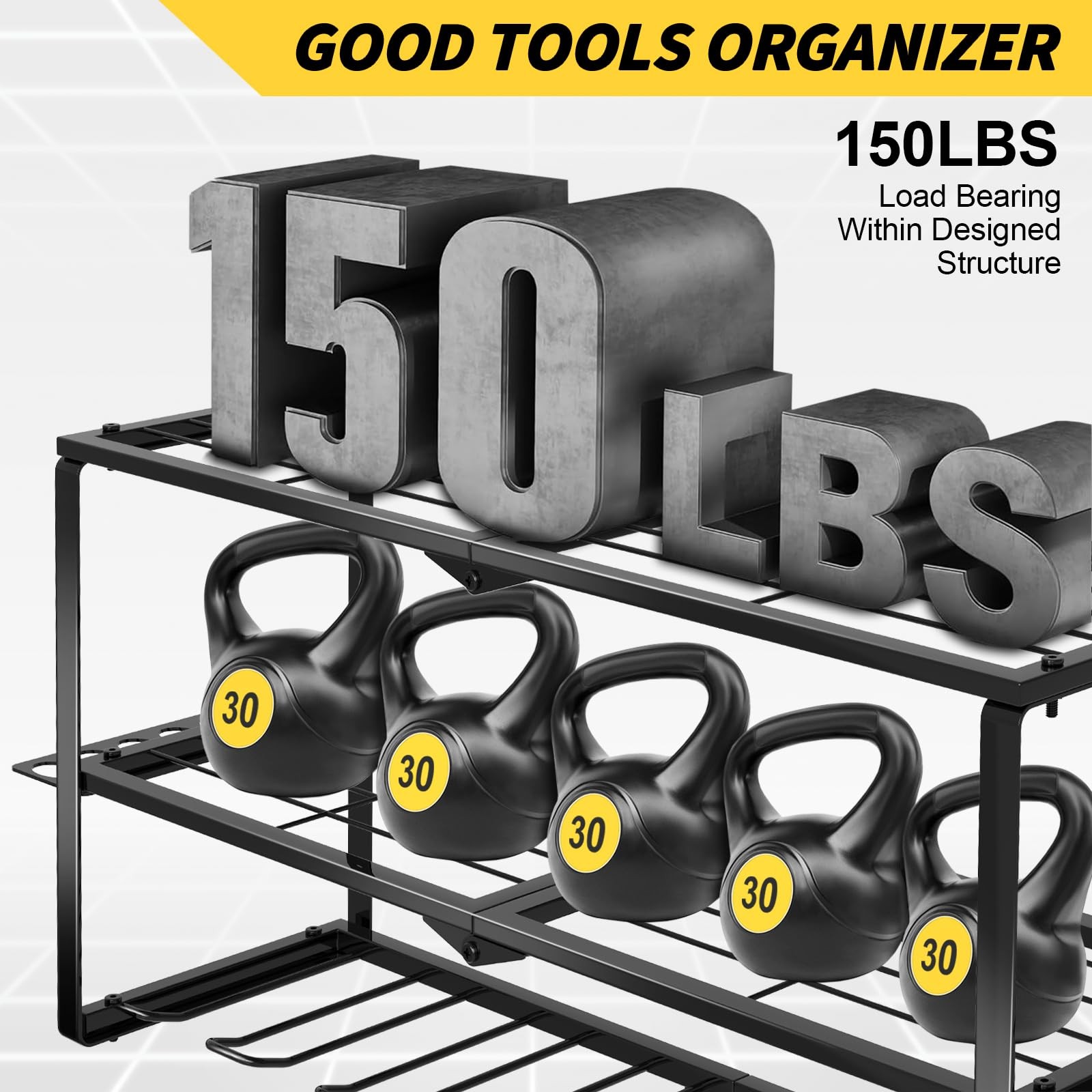 Large Power Tool Organizer Wall Mount,3 Layer Heavy Duty Tool Storage Rack Lo... - Image 3