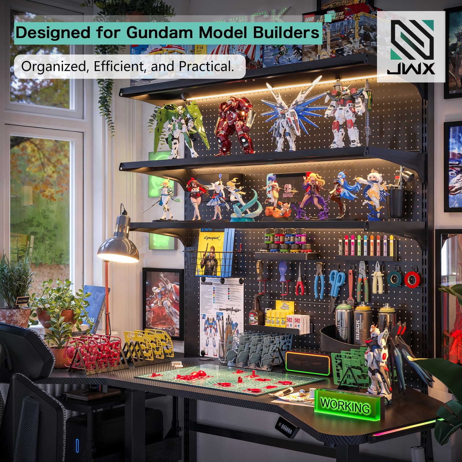 DIY Model Kits, 26-Slot Organizer Shelf Stand, Metal Parts Shelf, Placing Rac... - Image 2