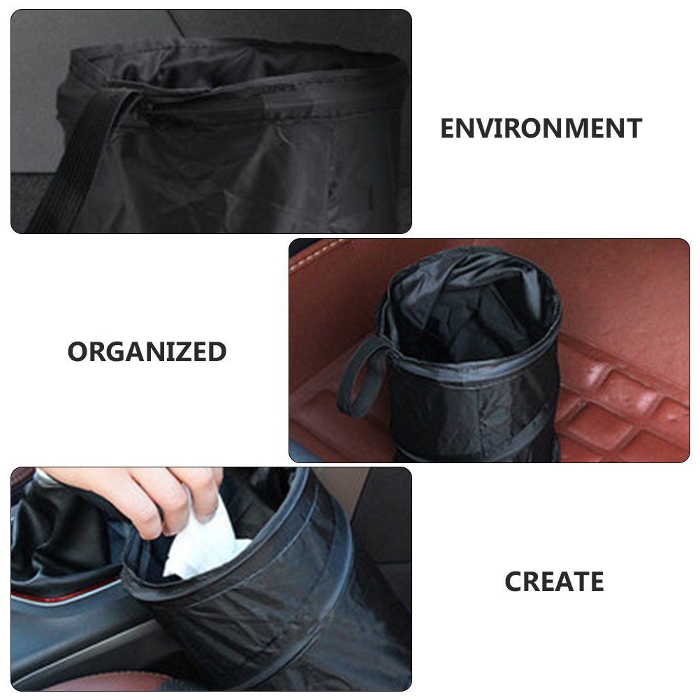 2 Pcs Foldable Car Trash Can Container for Cars Storage Organizer - Image 4