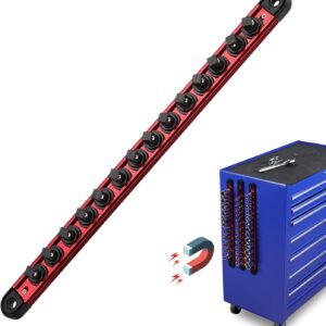 Magnetic Socket Holder Organizer Set: 3/8 Detachable Trays 3/8, Red