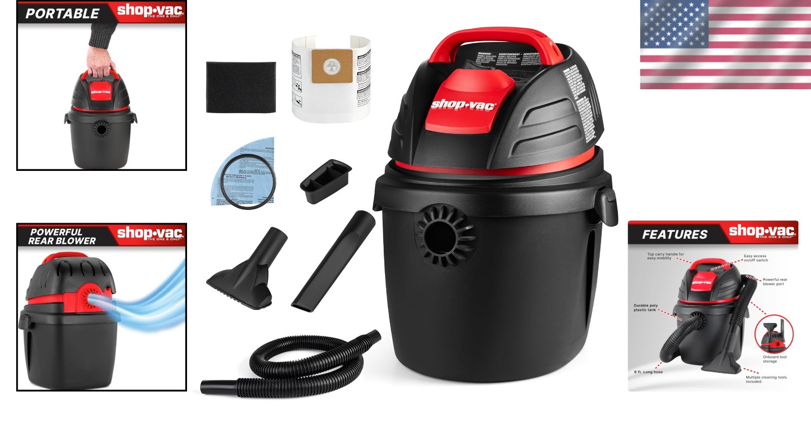 Versatile 2.5 Gallon Wet/Dry Vacuum Cleaner - Ideal for Home & Automotive Use - Image 2