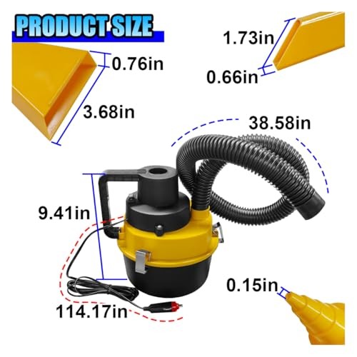 Car Vacuum Cleaner, DC 12V Multi-Purpose Automotive Wet and Dry Vacuum Yellow - Image 3
