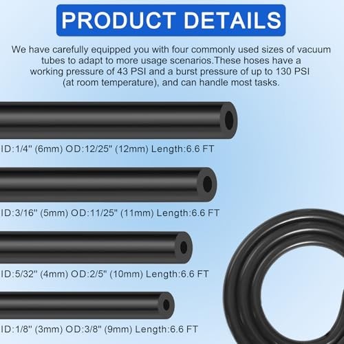 84 PCS Automotive Vacuum Hose Kit - 6.6FT Silicone Tubing & 80 Connectors, 1/4" - Image 4