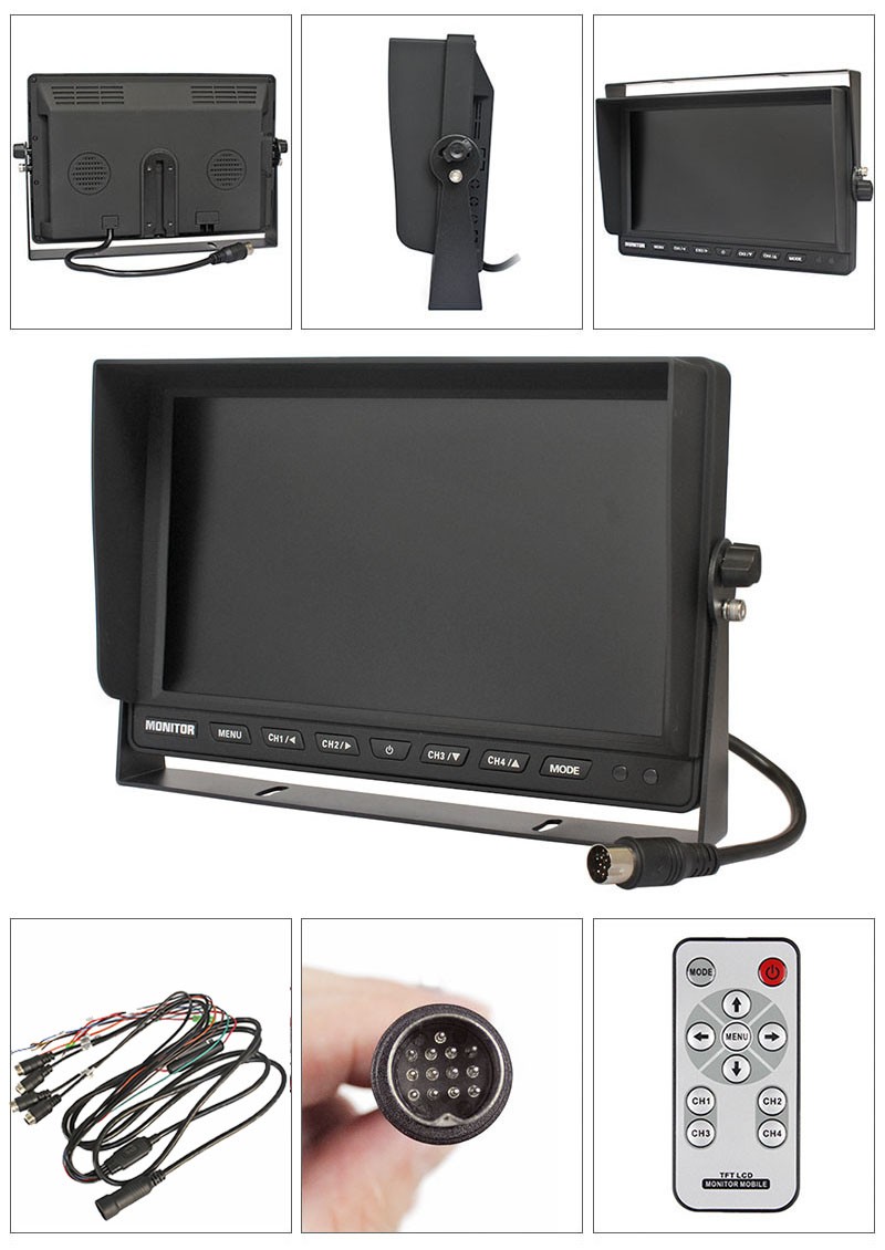 9" Quad Monitor 4CH Video Input Fits CCD CMOS Camera For Truck Caravan Reverse - Image 4