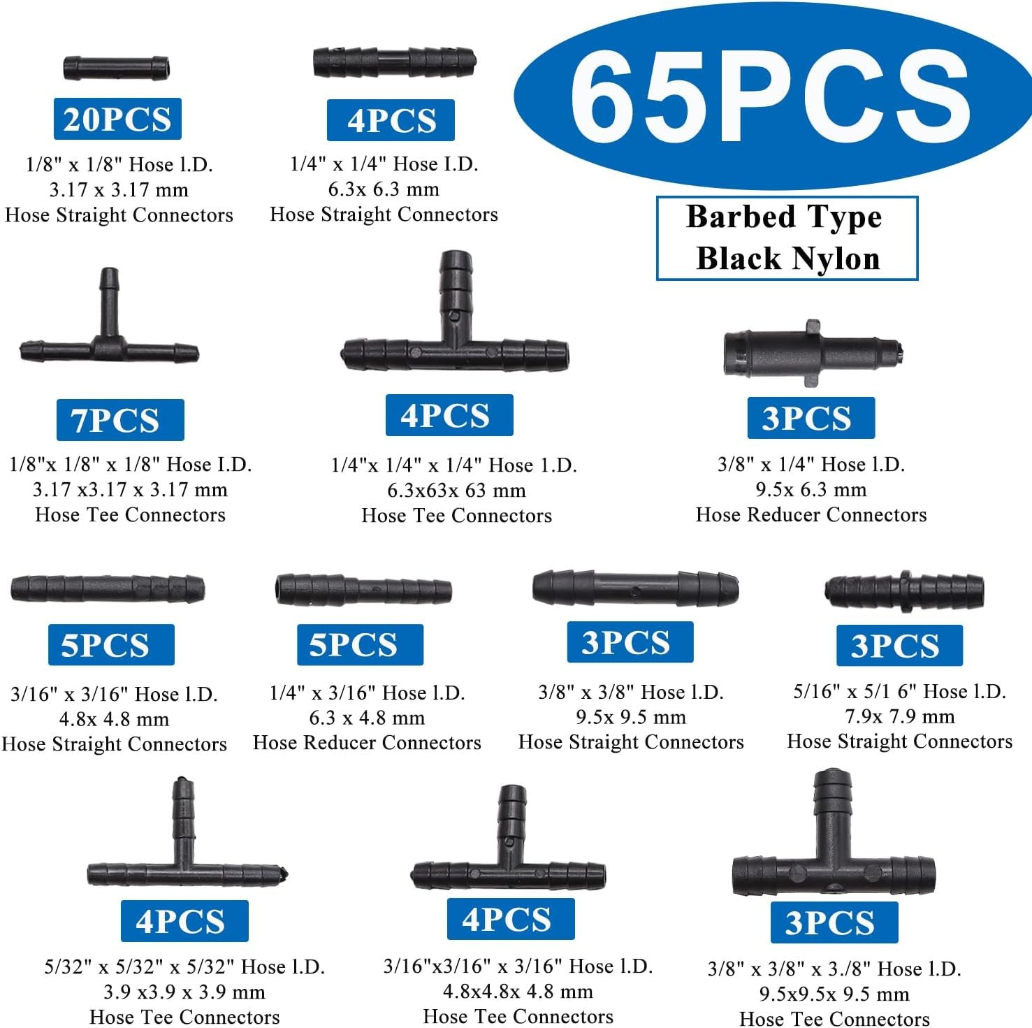 Vacuum Line Kit, 6Pcs 5Ft Vacuum Hose Automotive with 65Pcs Vacuum Line Connecto - Image 3
