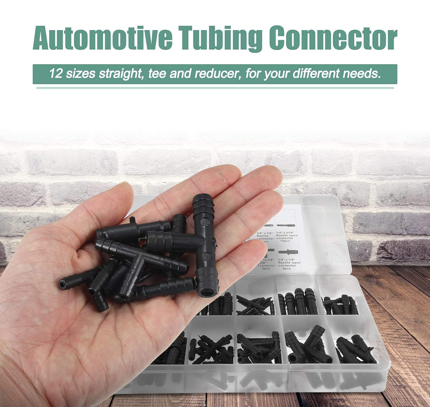 Vacuum Connector Automotive Vacuum Tubing Tee Connector Assortment Kit Black - Image 2