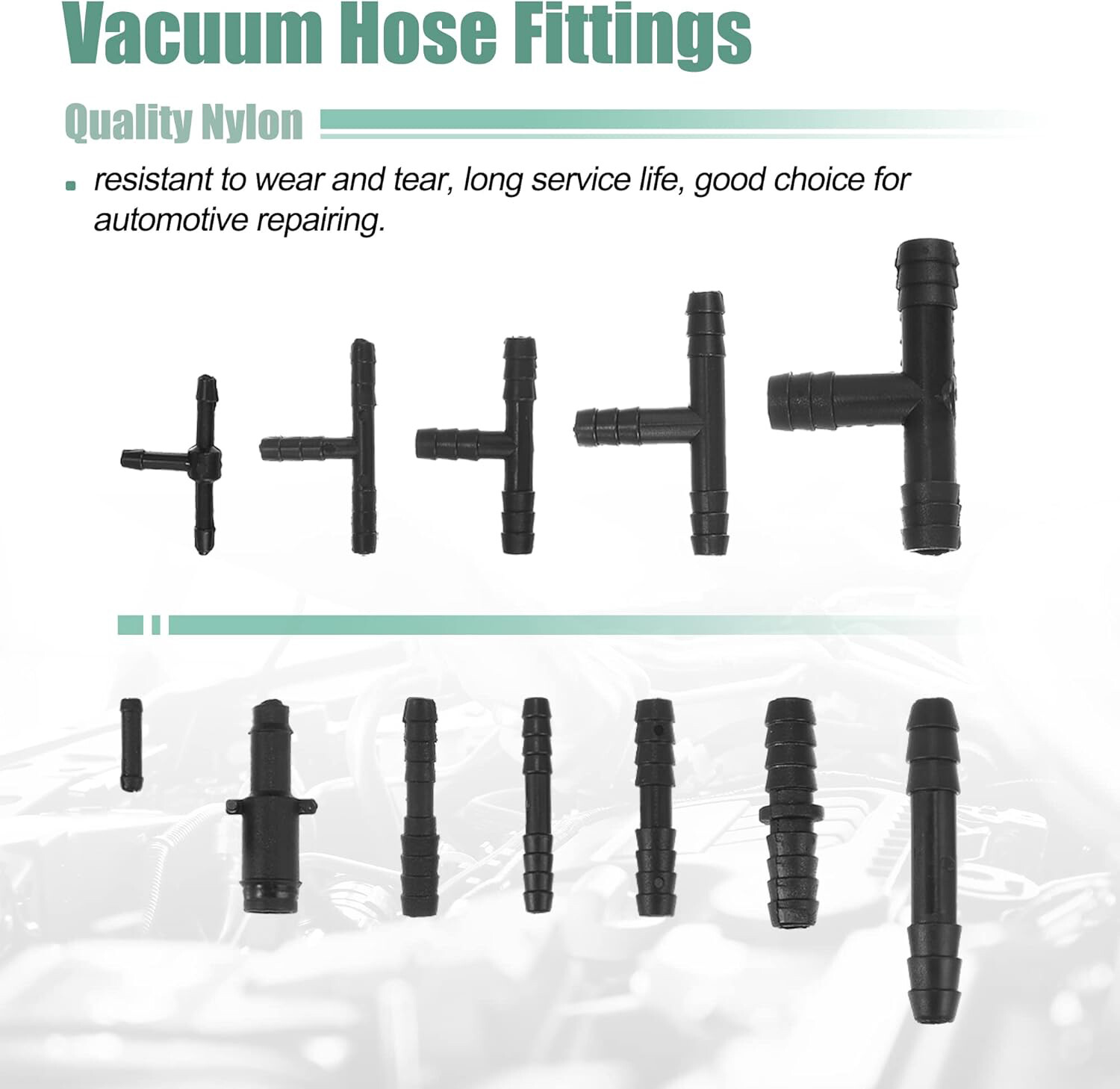 Vacuum Connector Automotive Vacuum Tubing Tee Connector Assortment Kit Black - Image 4
