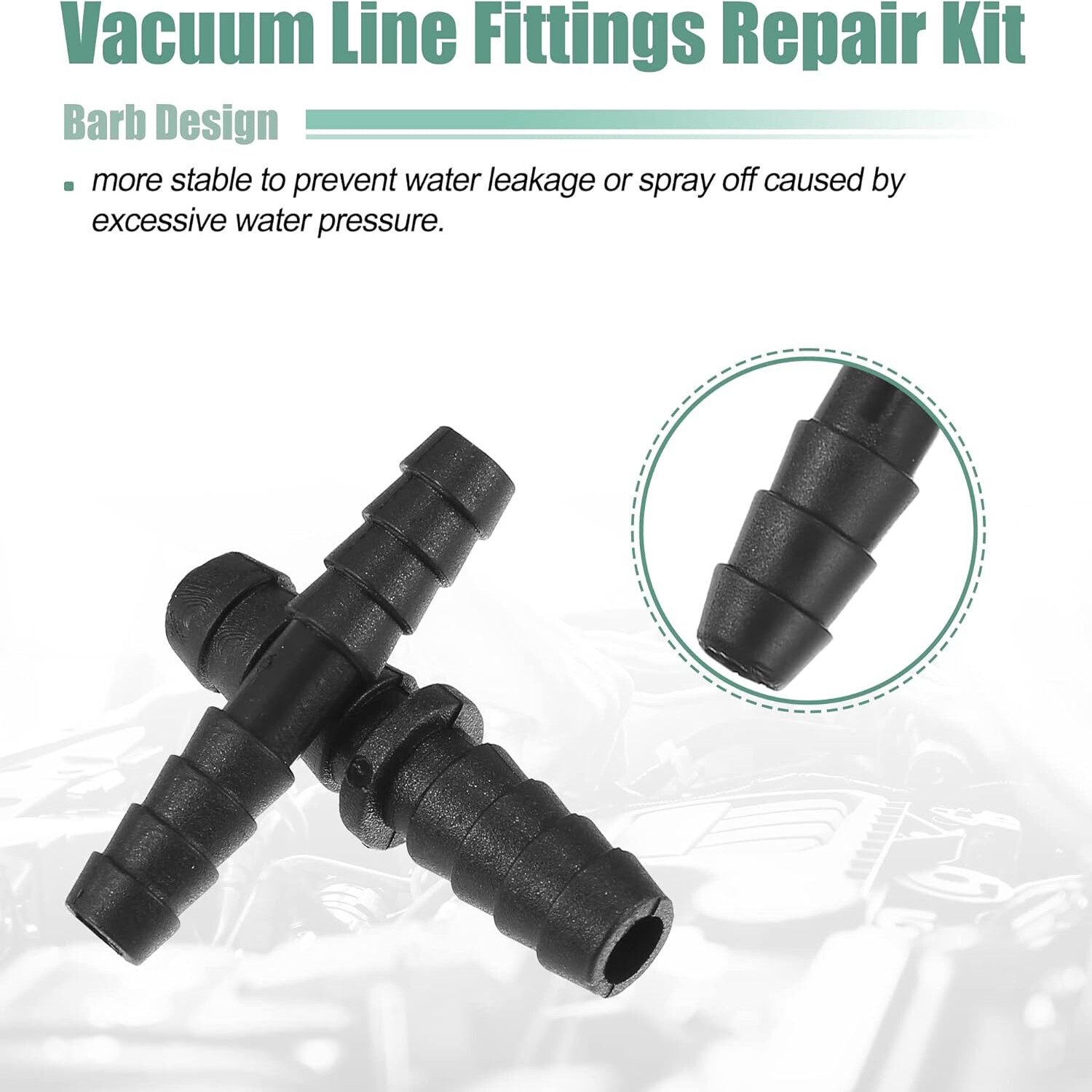 Vacuum Connector Automotive Vacuum Tubing Tee Connector Assortment Kit Black - Image 5