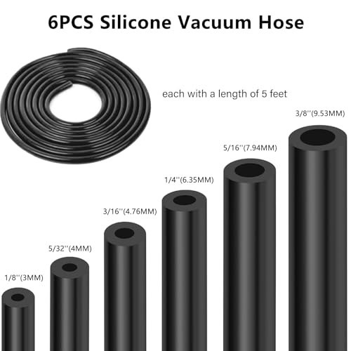 6PCS 5Ft Vacuum Hose Kit with 64 Connectors for Automotive Piping System Replace - Image 3