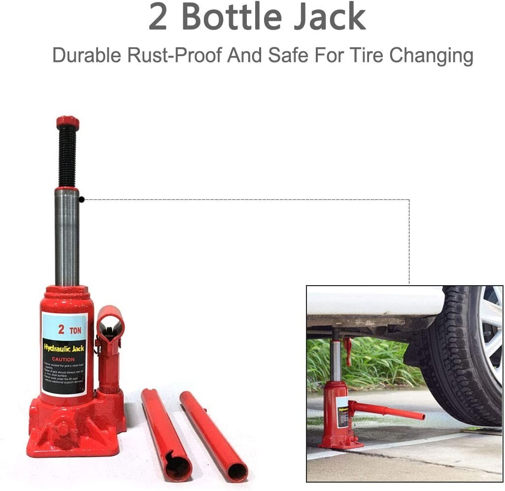 Hydraulic Bottle Jack Automotive Car Repair Shop Lift Tool Red (2 Ton) 40199 - Image 5