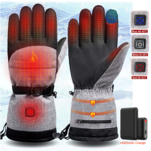 Electric Heated Gloves Rechargeable Battery Hand Warm Windproof Thermal Winter