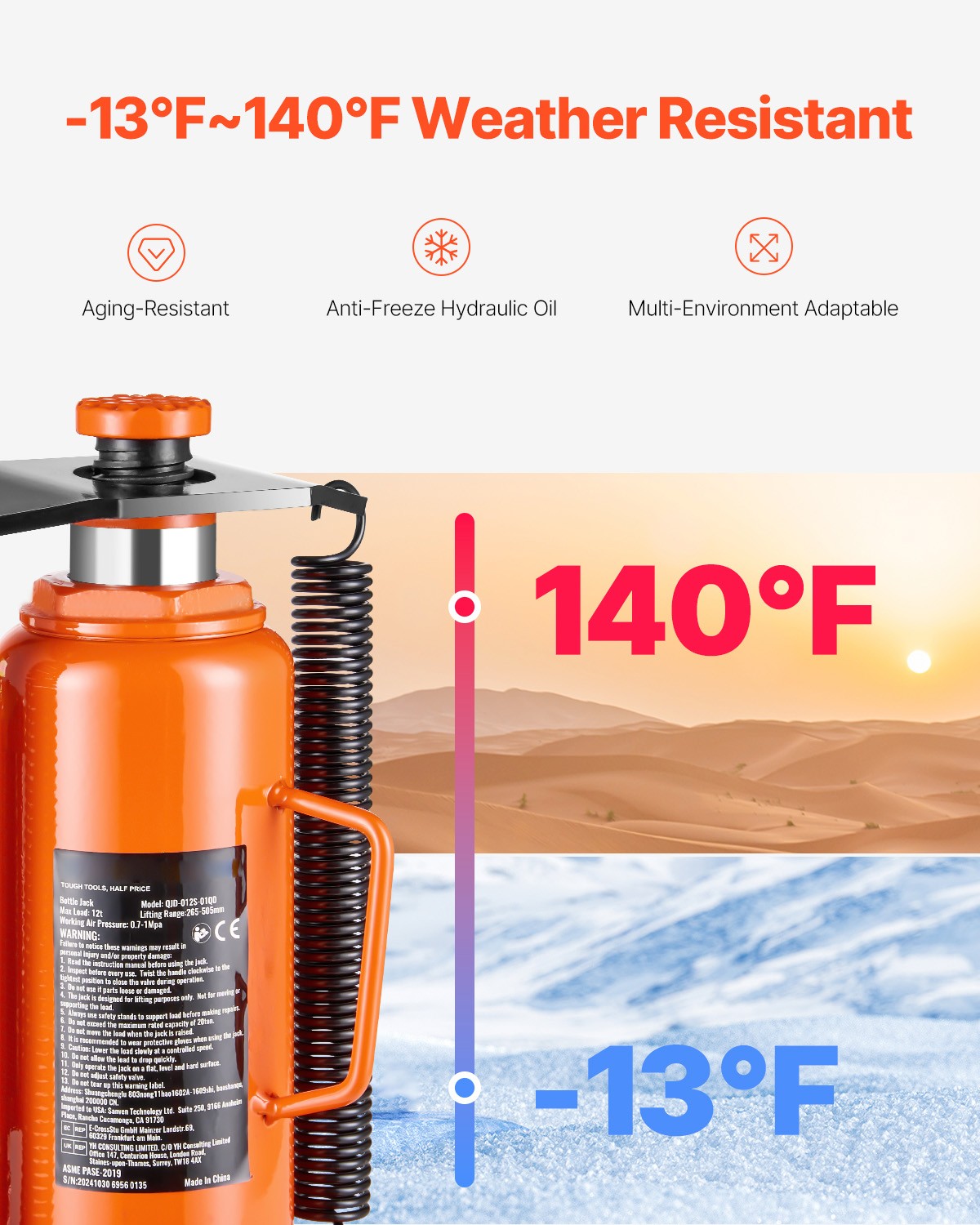 Air Hydraulic Bottle Jack 12 Ton Manual Hand Pump Automotive Car Repair - Image 5