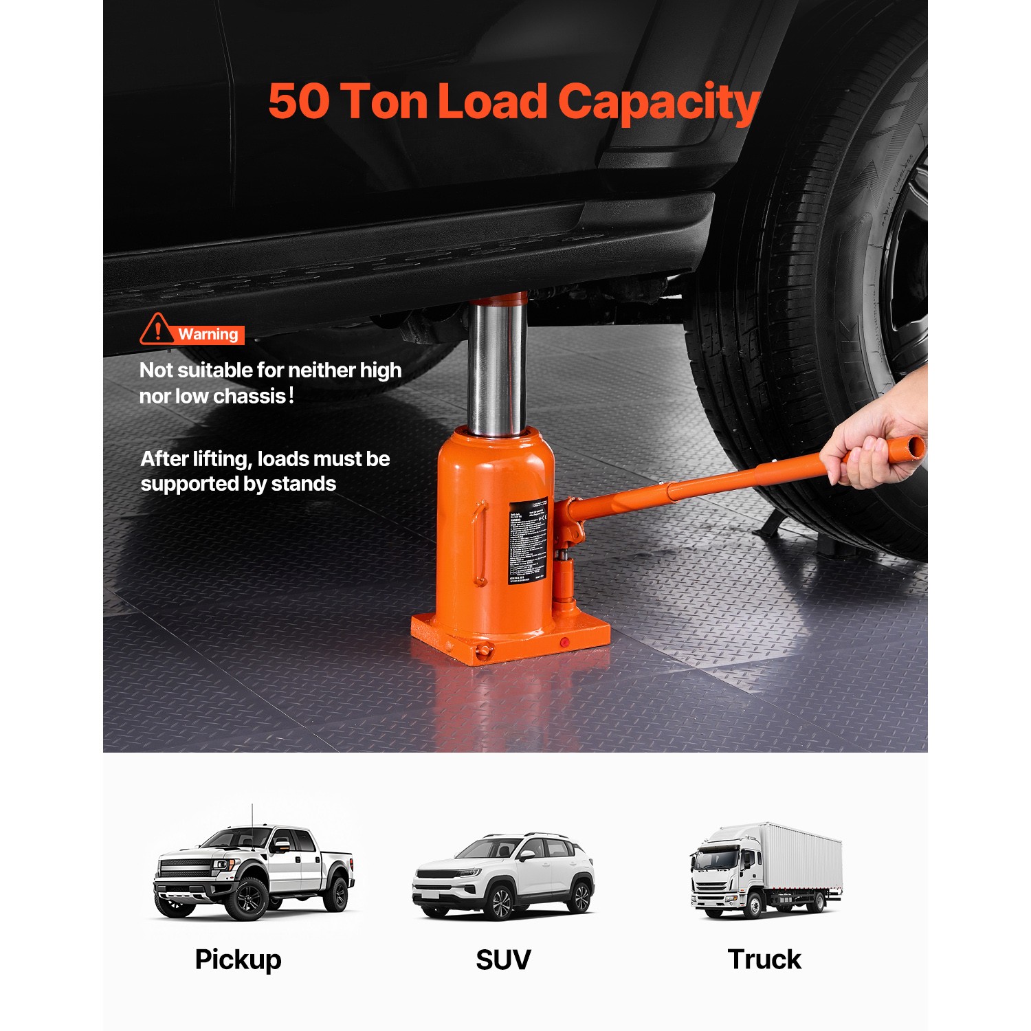 Bottle Jack 50 Ton Manual High Lift Automotive Car Repair Shop - Image 2