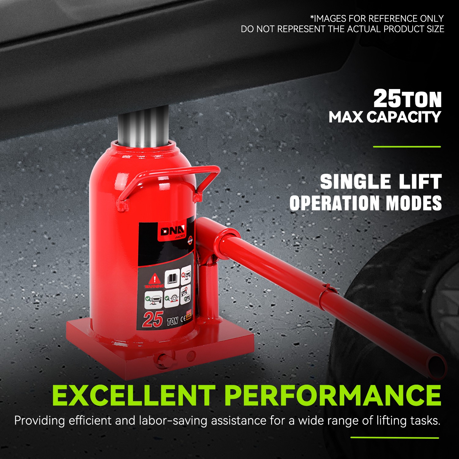 25 Tons Steel Adjusted Automotive Hydraulic Welded Bottle Jack Car Repair Red - Image 2