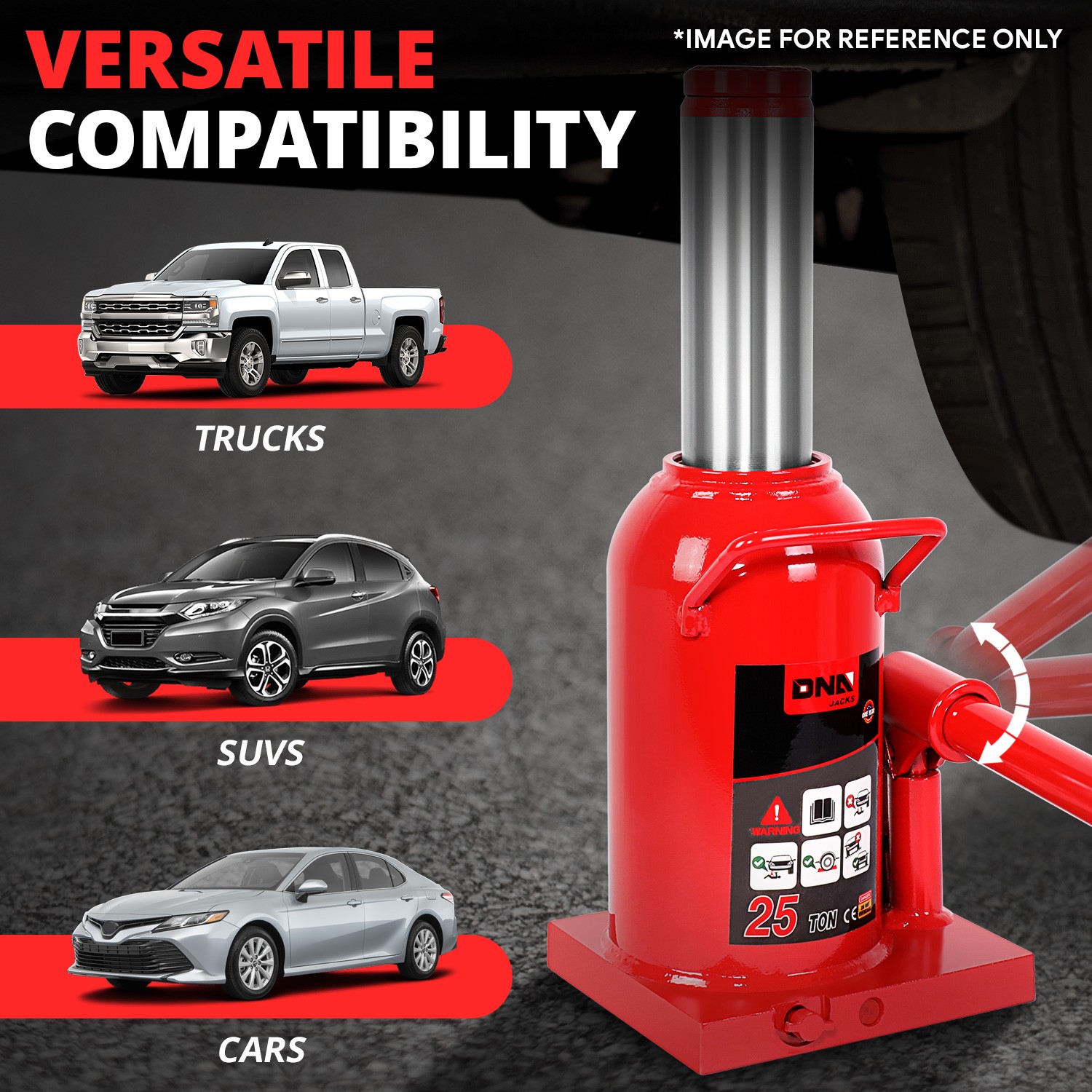 25 Tons Car Repair Steel Adjusted Automotive Hydraulic Welded Bottle Jack Red - Image 4