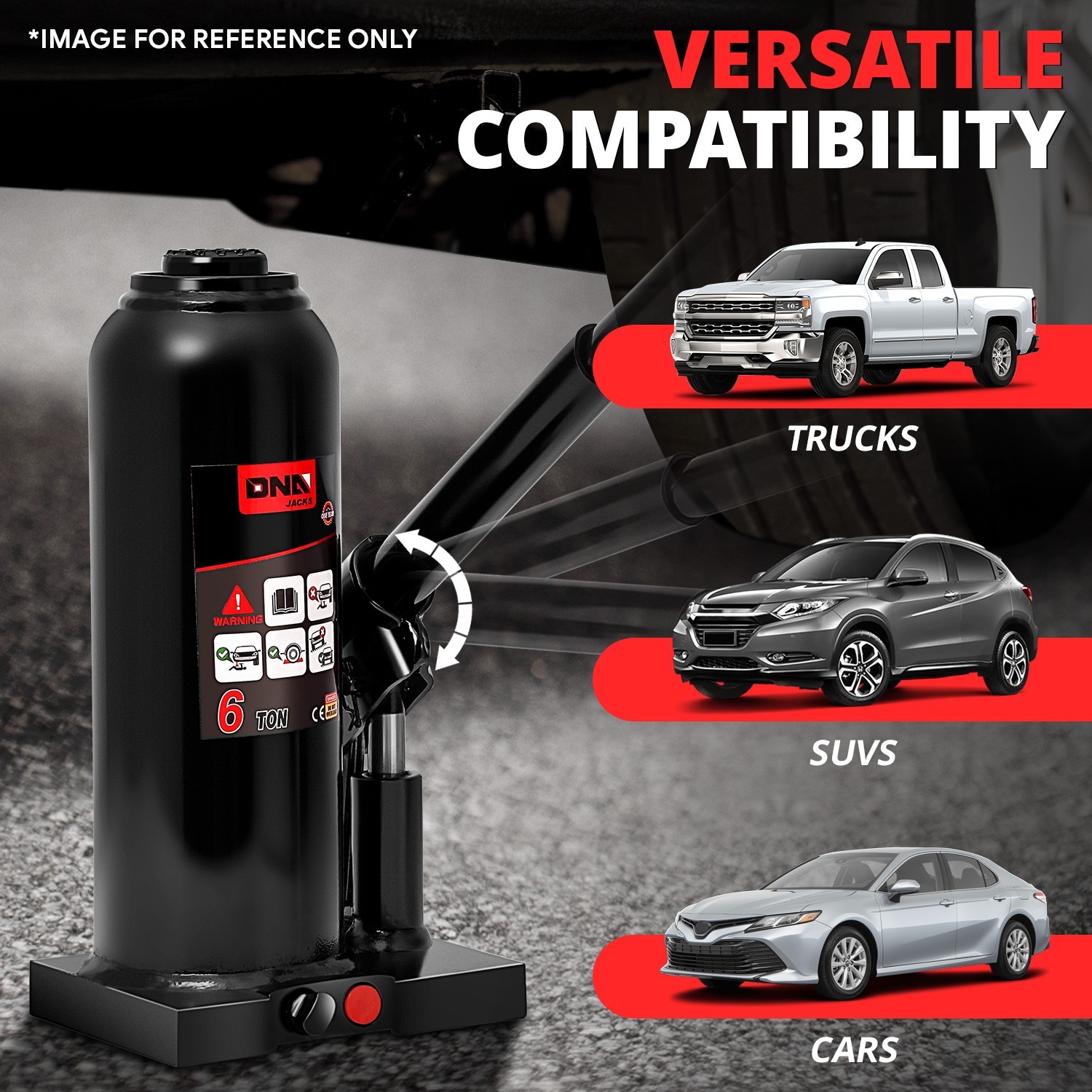 17'' 6 Tons Car Auto Repair Manual Automotive Hydraulic Welded Bottle Jack Black - Image 4