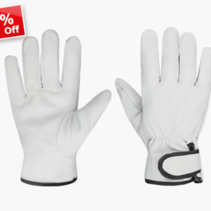 6 Pairs White Goat Skins Safety Driver Leather Gloves